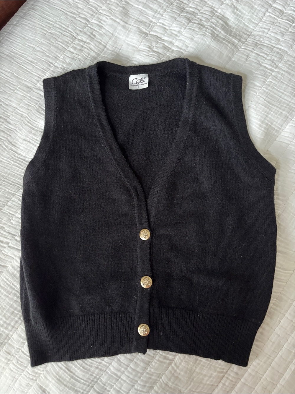Cielo Black V-neck Sweater Vest Size Small